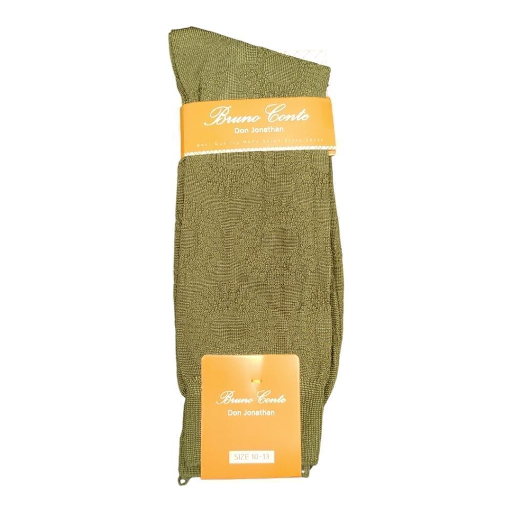 BRUNO CONTE MEN'S OLIVE SILKY DRESS SOCK FASHION COLORS . BCS2004.